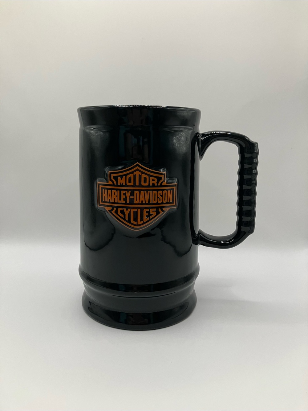 Harley-Davidson Black Ceramic Mug with Orange Shield Logo